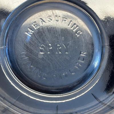 LOT 91: Vintage Hazel-Atlas Juicer, Spry Measuring Glass, Abbots Milk Bottle, Cobalt Blue Eye Cup, Carnival Glass Creamer, Hurricane Lamp...