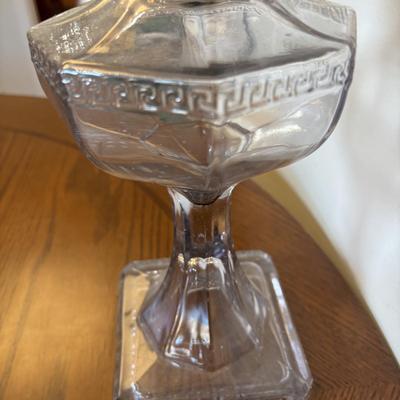 LOT 91: Vintage Hazel-Atlas Juicer, Spry Measuring Glass, Abbots Milk Bottle, Cobalt Blue Eye Cup, Carnival Glass Creamer, Hurricane Lamp...