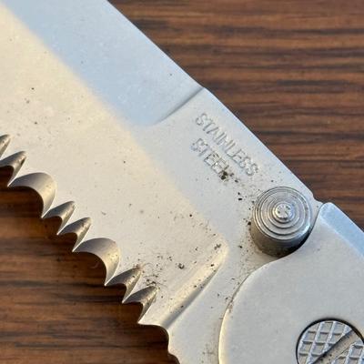 LOT 94: Pocket Knives: Brown Stone 715, Leatherman Tool, Combo Edge