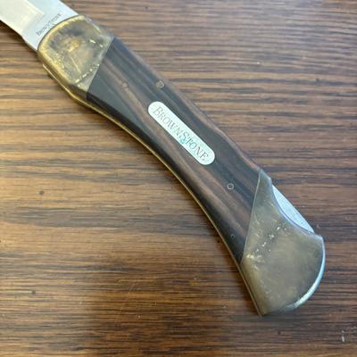 LOT 94: Pocket Knives: Brown Stone 715, Leatherman Tool, Combo Edge