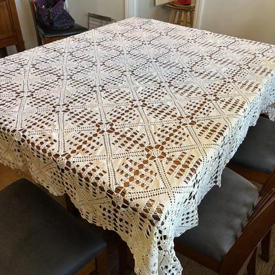 LOT 95: Basket of Crocheted Doilies & Tablecloths