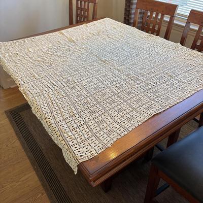 LOT 95: Basket of Crocheted Doilies & Tablecloths