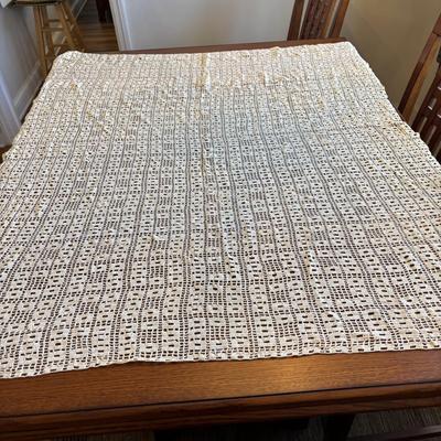 LOT 95: Basket of Crocheted Doilies & Tablecloths