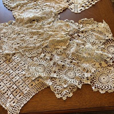 LOT 95: Basket of Crocheted Doilies & Tablecloths