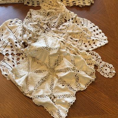 LOT 95: Basket of Crocheted Doilies & Tablecloths