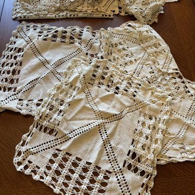 LOT 95: Basket of Crocheted Doilies & Tablecloths