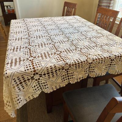 LOT 95: Basket of Crocheted Doilies & Tablecloths
