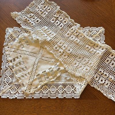 LOT 95: Basket of Crocheted Doilies & Tablecloths