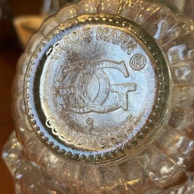 LOT 96: Unique Standing Mirror, Vintage Doilies, Hurricane/Oil Lamps, Crystal Vase & Floral Trinket Dish