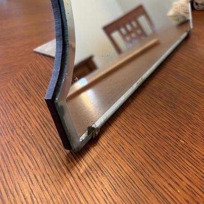 LOT 96: Unique Standing Mirror, Vintage Doilies, Hurricane/Oil Lamps, Crystal Vase & Floral Trinket Dish