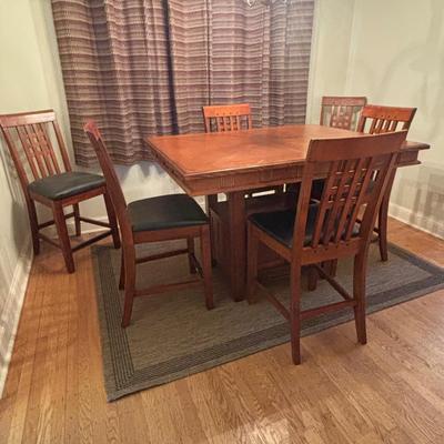 LOT 100 Mission Style Table & Chairs w/Hidden Extension & Bottom Storage Cabinet