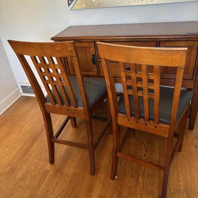 LOT 100 Mission Style Table & Chairs w/Hidden Extension & Bottom Storage Cabinet