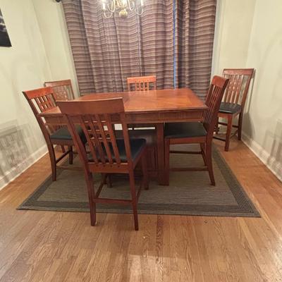 LOT 100 Mission Style Table & Chairs w/Hidden Extension & Bottom Storage Cabinet