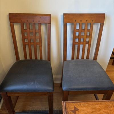 LOT 100 Mission Style Table & Chairs w/Hidden Extension & Bottom Storage Cabinet