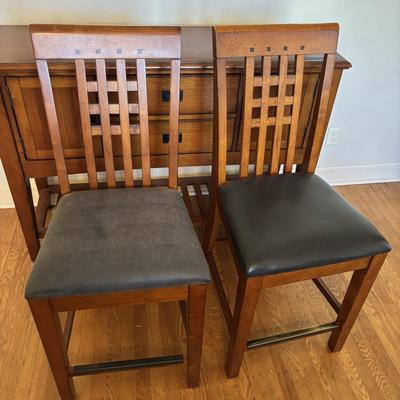 LOT 100 Mission Style Table & Chairs w/Hidden Extension & Bottom Storage Cabinet