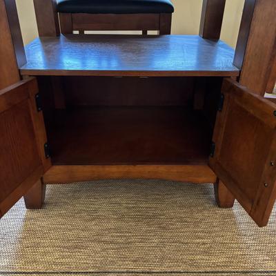 LOT 100 Mission Style Table & Chairs w/Hidden Extension & Bottom Storage Cabinet