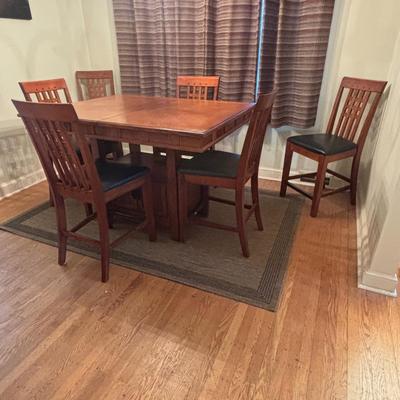 LOT 100 Mission Style Table & Chairs w/Hidden Extension & Bottom Storage Cabinet