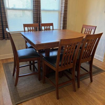 LOT 100 Mission Style Table & Chairs w/Hidden Extension & Bottom Storage Cabinet