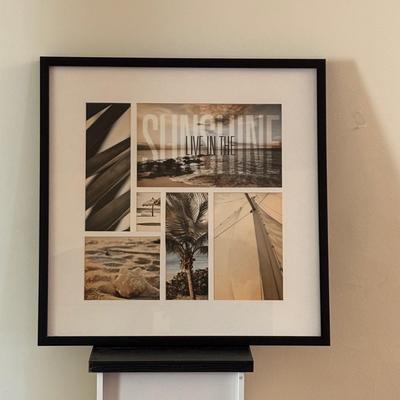 LOT 500: Home Decor Collection: Fish Wall Art, Wooden Model Pirate Ship, White Storage Cabinet, Framed Wall Art, Metal Pillar Candle Holders