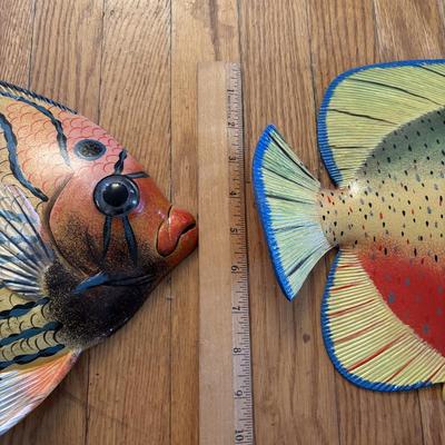 LOT 500: Home Decor Collection: Fish Wall Art, Wooden Model Pirate Ship, White Storage Cabinet, Framed Wall Art, Metal Pillar Candle Holders