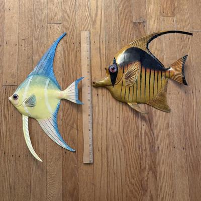 LOT 500: Home Decor Collection: Fish Wall Art, Wooden Model Pirate Ship, White Storage Cabinet, Framed Wall Art, Metal Pillar Candle Holders