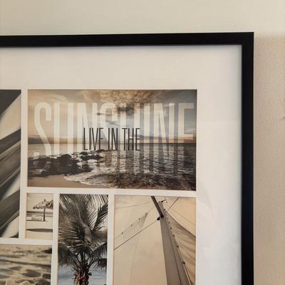 LOT 500: Home Decor Collection: Fish Wall Art, Wooden Model Pirate Ship, White Storage Cabinet, Framed Wall Art, Metal Pillar Candle Holders