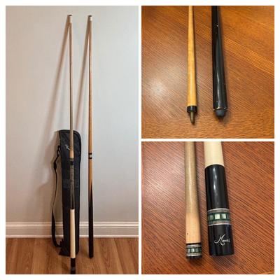 LOT 105: Pool Sticks & Case: Meucci & Unbranded