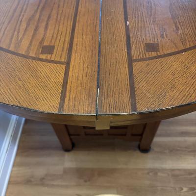LOT 106: Round Pub Style table w/2 Wooden Stools