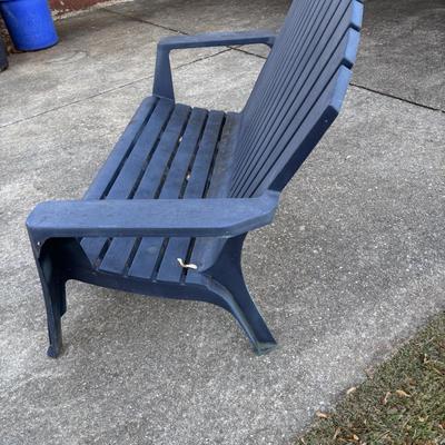 LOT 107: Outdoor Zero Gravity Chair along with an Adirondack Plastic Love Seat (appears to be painted)