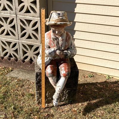 LOT 112: Vintage Concrete Boy Fishing Statue