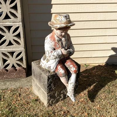 LOT 112: Vintage Concrete Boy Fishing Statue