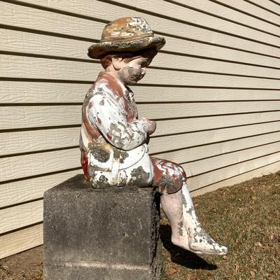 LOT 112: Vintage Concrete Boy Fishing Statue