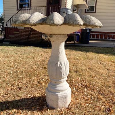 LOT 113: Vintage Concrete Two Piece Bird Bath