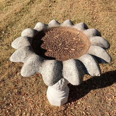 LOT 113: Vintage Concrete Two Piece Bird Bath