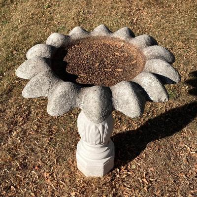 LOT 113: Vintage Concrete Two Piece Bird Bath