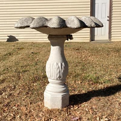 LOT 113: Vintage Concrete Two Piece Bird Bath