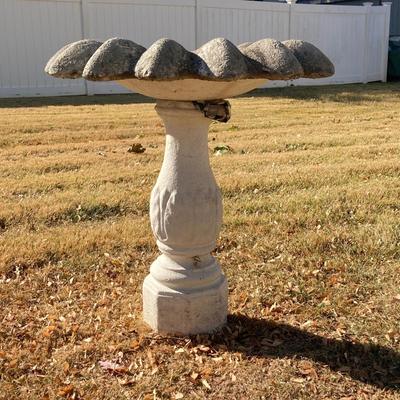 LOT 113: Vintage Concrete Two Piece Bird Bath