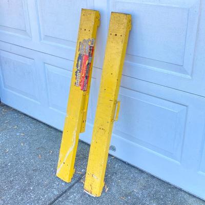 LOT 116: Pair of Task Force Adjustable Height Metal Sawhorses and Rolling Hand Truck / Dolly