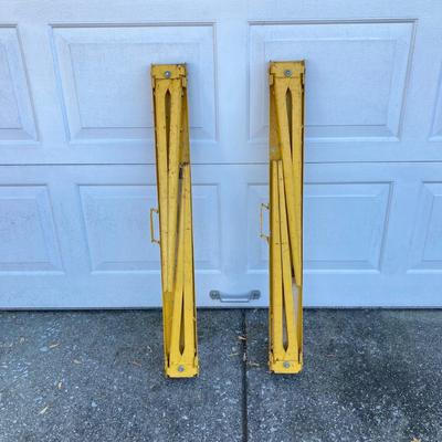 LOT 116: Pair of Task Force Adjustable Height Metal Sawhorses and Rolling Hand Truck / Dolly