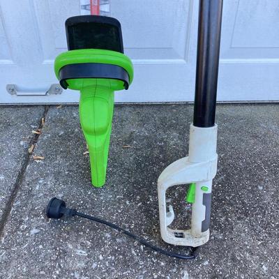 LOT 117: Poulon Electric Powered Pole / Trim Saw and Poulon Hedge Trimmer Item 62630