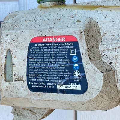 LOT 117: Poulon Electric Powered Pole / Trim Saw and Poulon Hedge Trimmer Item 62630