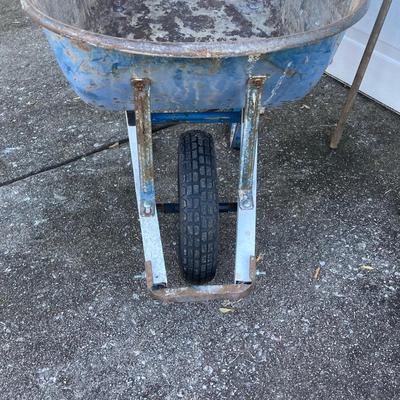 LOT 120: Jackson Metal Wheel Barrow with Rakes and Shovel