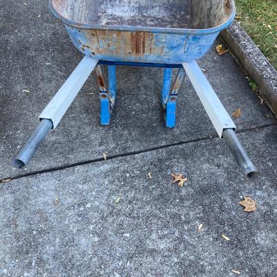 LOT 120: Jackson Metal Wheel Barrow with Rakes and Shovel