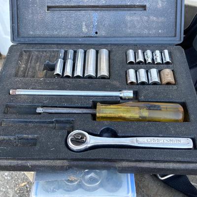 LOT 123: Rubbermaid Rolling Utility Cart with Large Collection of Tools