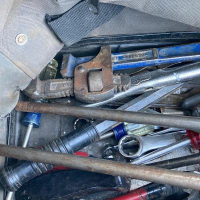 LOT 123: Rubbermaid Rolling Utility Cart with Large Collection of Tools