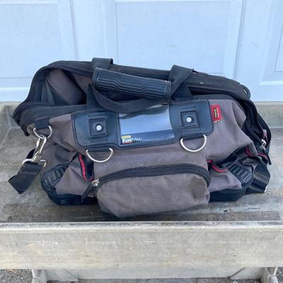 LOT 123: Rubbermaid Rolling Utility Cart with Large Collection of Tools