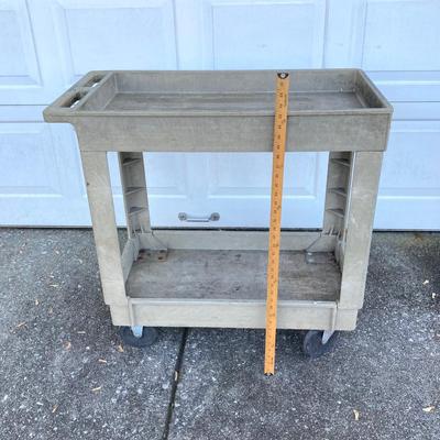 LOT 123: Rubbermaid Rolling Utility Cart with Large Collection of Tools