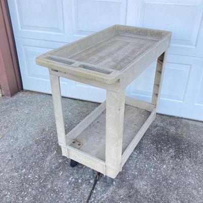 LOT 123: Rubbermaid Rolling Utility Cart with Large Collection of Tools