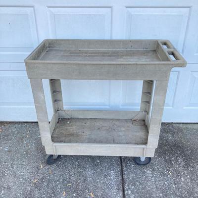 LOT 123: Rubbermaid Rolling Utility Cart with Large Collection of Tools