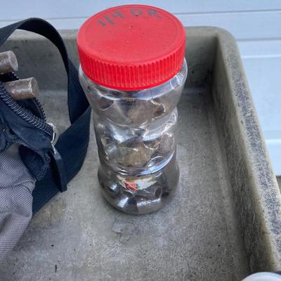 LOT 123: Rubbermaid Rolling Utility Cart with Large Collection of Tools